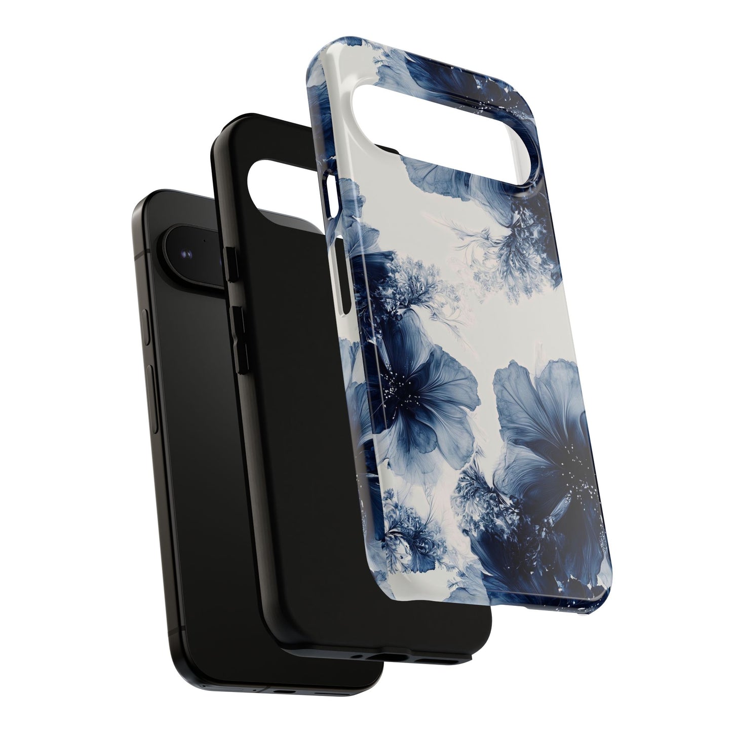Floral Indigo Tough Phone Case — Blue Botanical Protective Cover