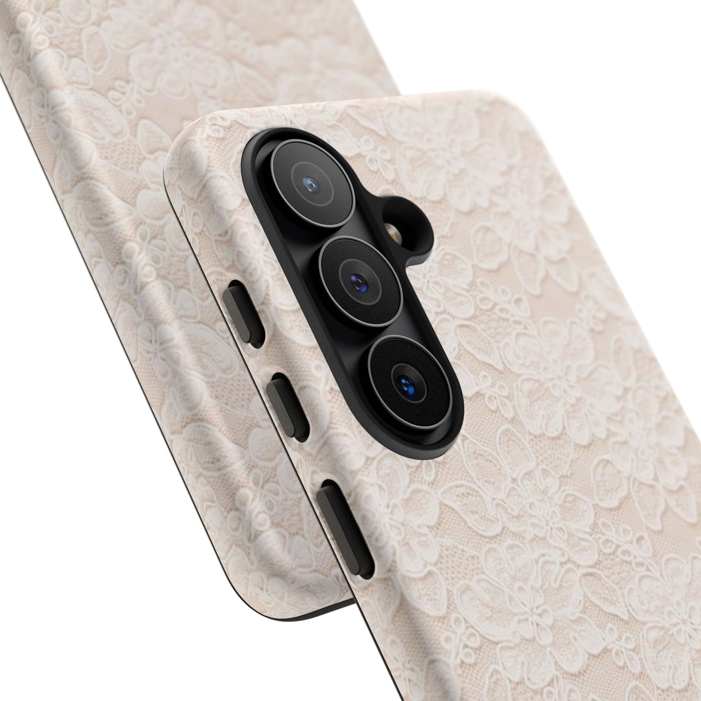 Floral Lace Tough Phone Case – Vintage Ivory Protective Cover