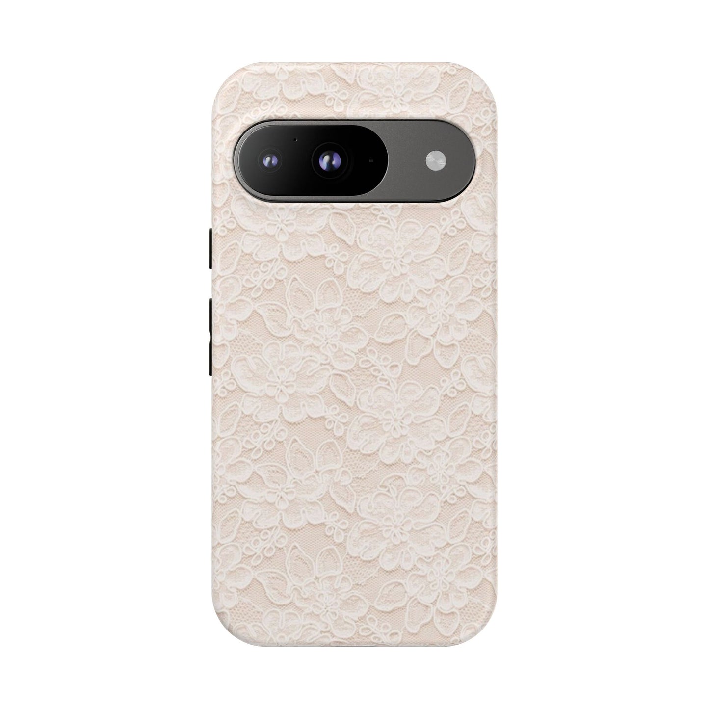 Floral Lace Tough Phone Case – Vintage Ivory Protective Cover