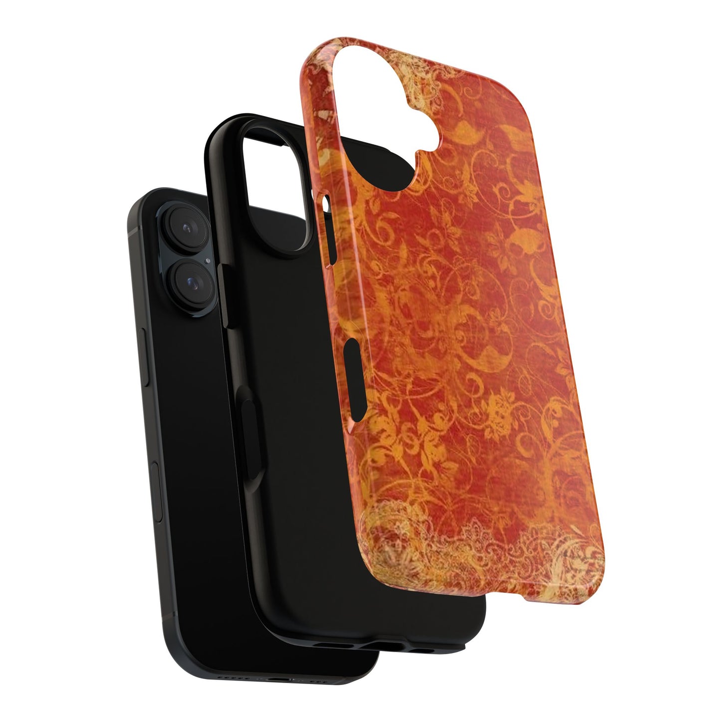 Floral Autumn iPhone Tough Case — Orange Vintage Scroll Design