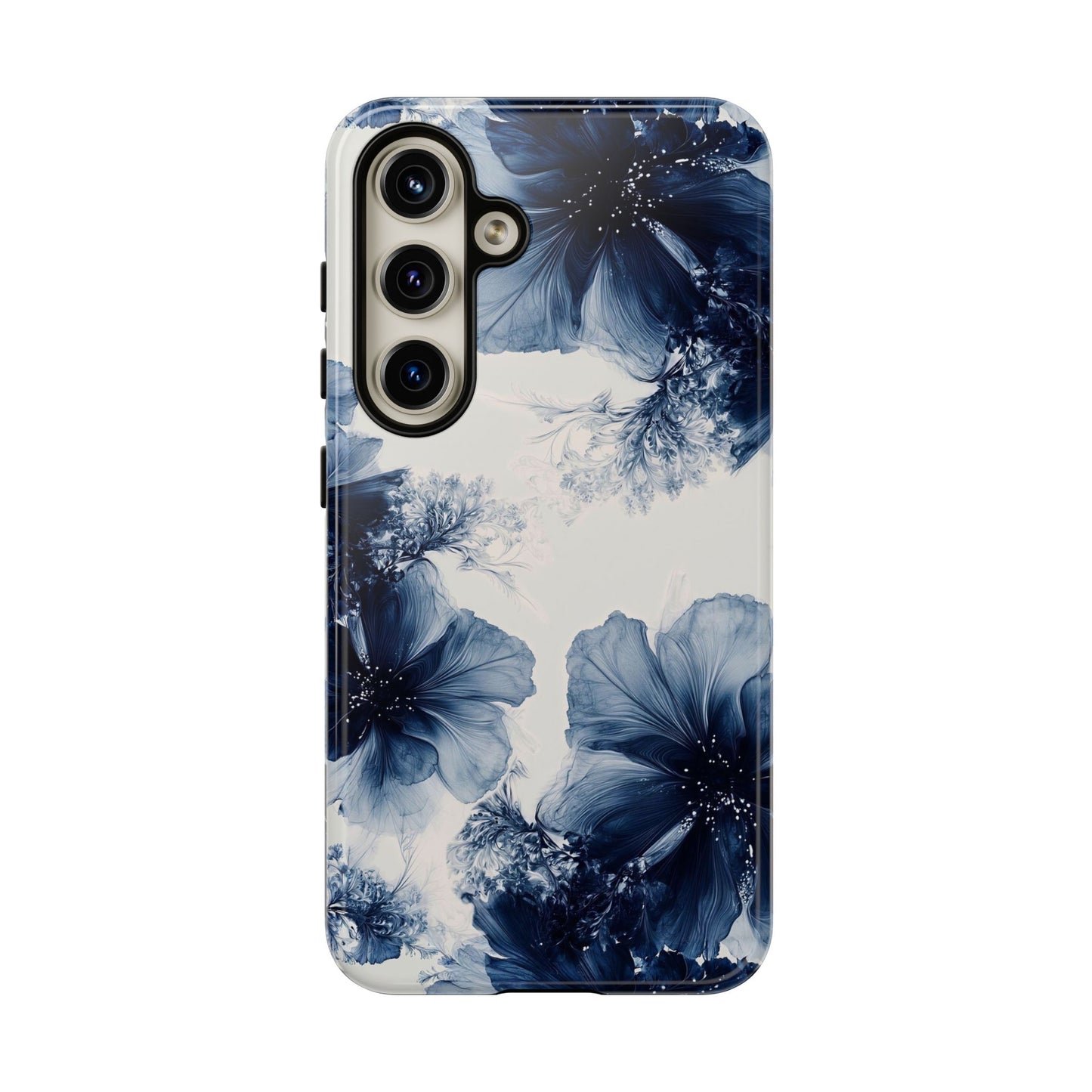 Floral Indigo Tough Phone Case — Blue Botanical Protective Cover