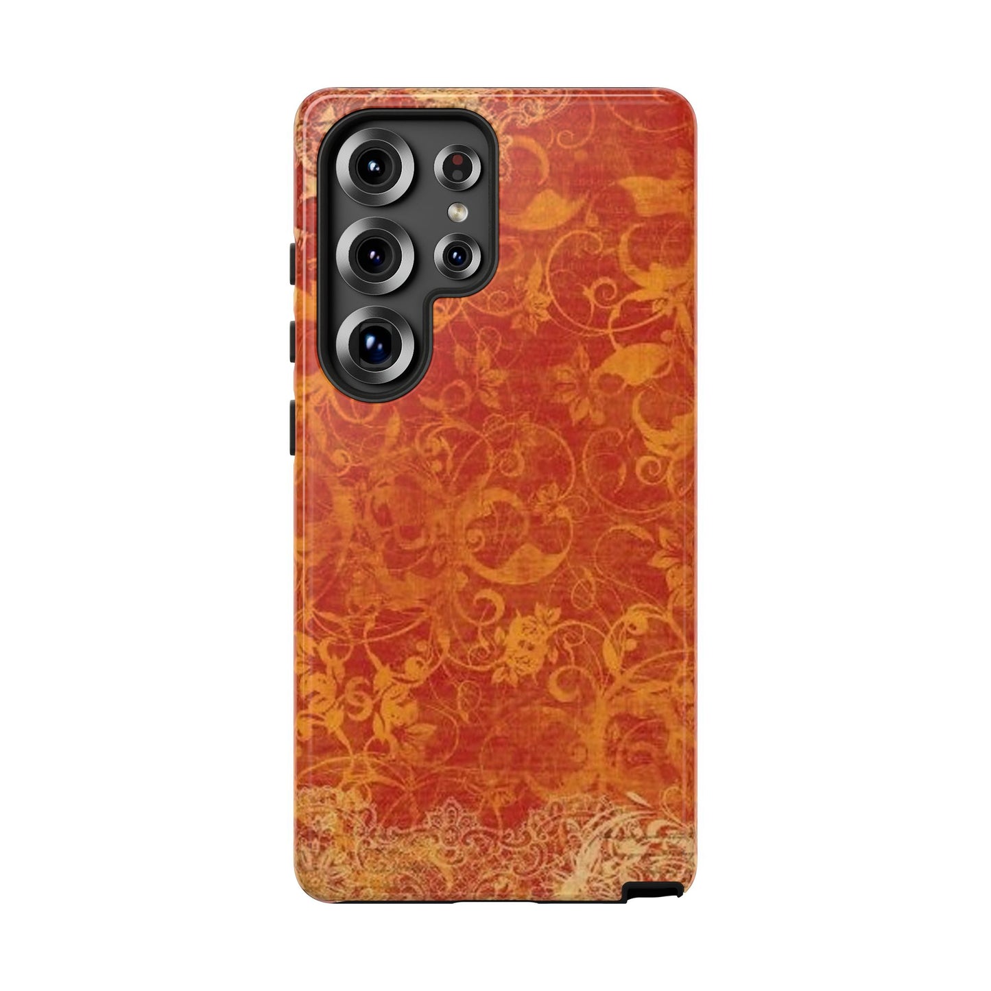 Floral Autumn iPhone Tough Case — Orange Vintage Scroll Design