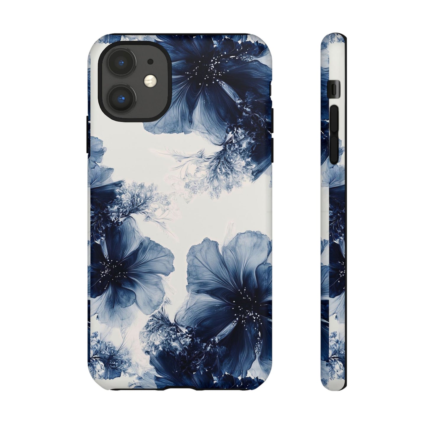 Floral Indigo Tough Phone Case — Blue Botanical Protective Cover