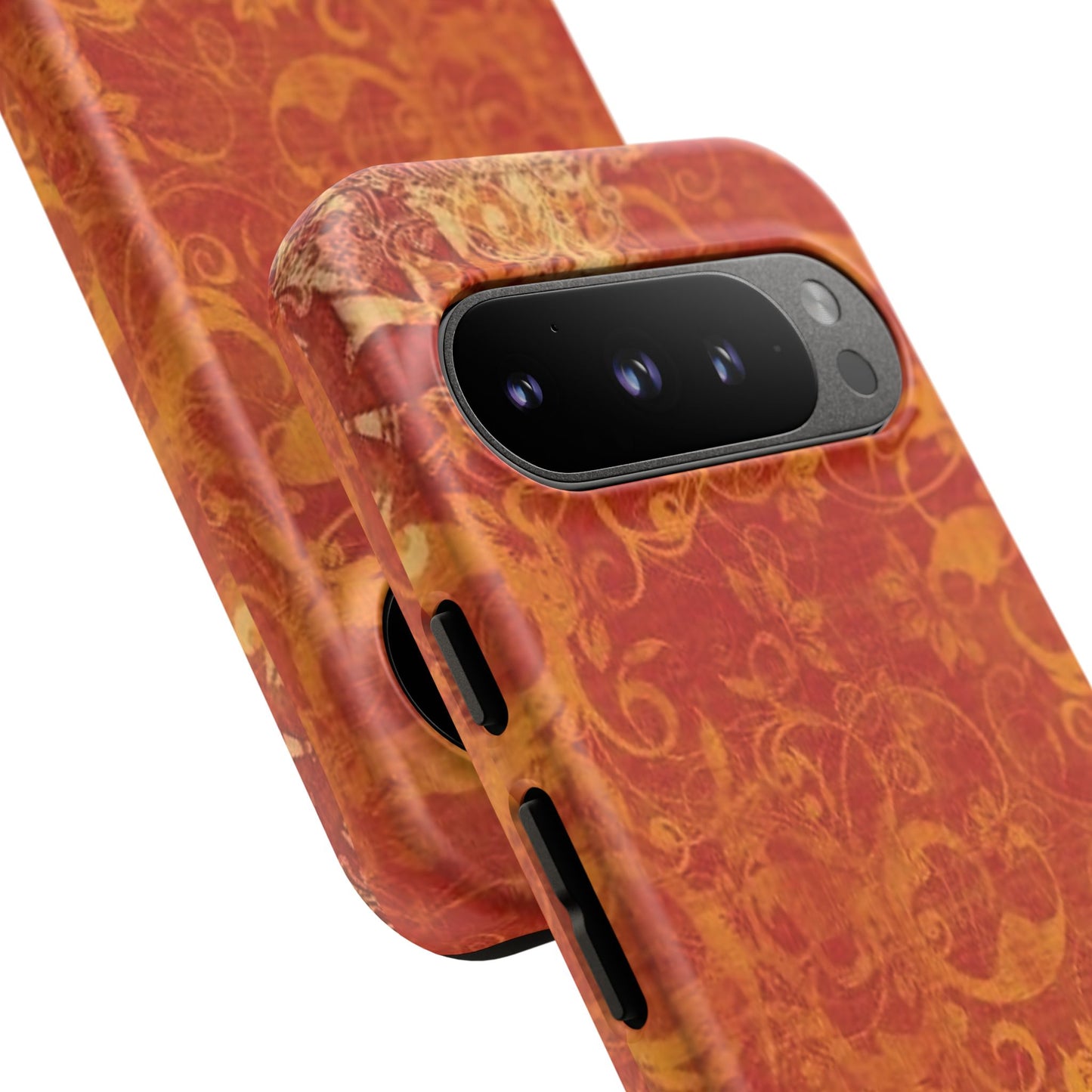 Floral Autumn iPhone Tough Case — Orange Vintage Scroll Design