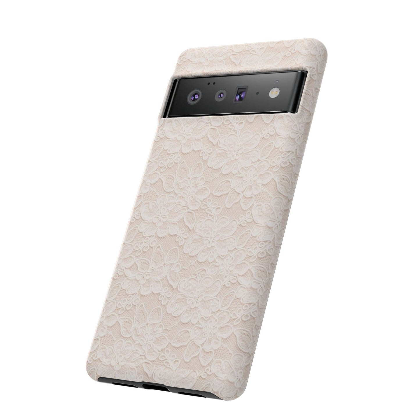 Floral Lace Tough Phone Case – Vintage Ivory Protective Cover