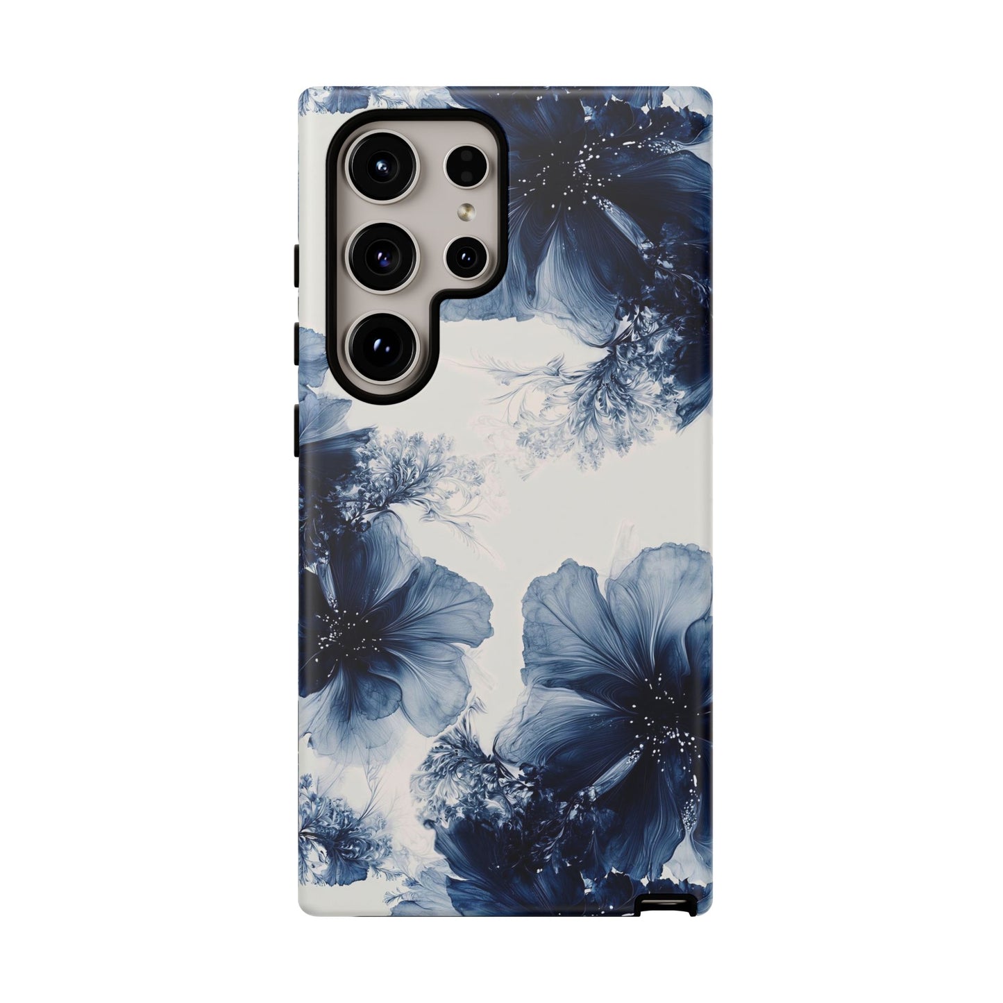 Floral Indigo Tough Phone Case — Blue Botanical Protective Cover
