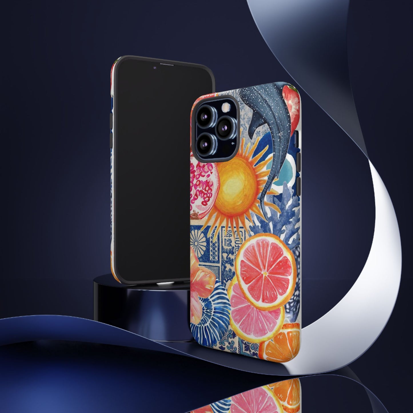 Tough Cases — Tropical Citrus Sun & Dolphin Phone Case