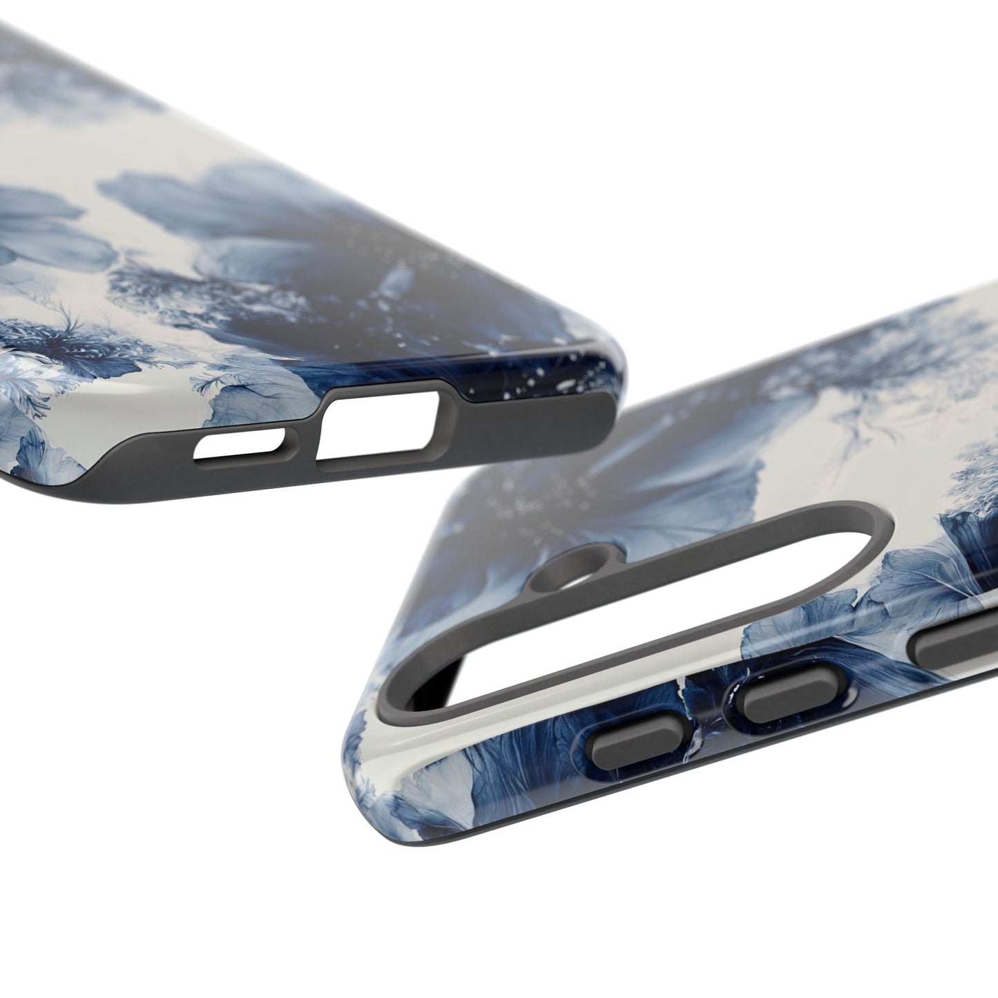Floral Indigo Tough Phone Case — Blue Botanical Protective Cover