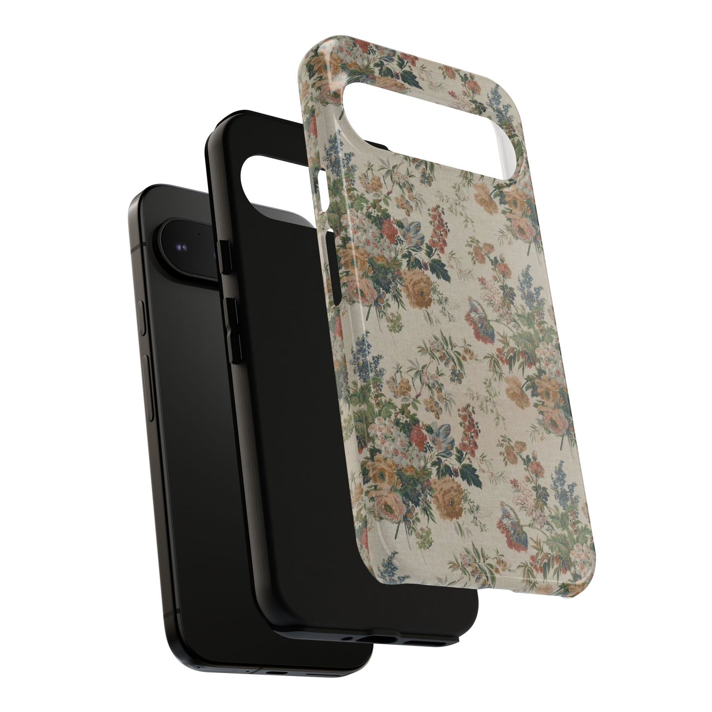Floral Vintage Tough Phone Case – Antique Rose Pattern