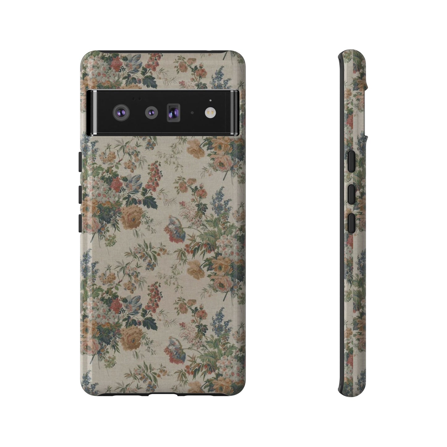 Floral Vintage Tough Phone Case – Antique Rose Pattern