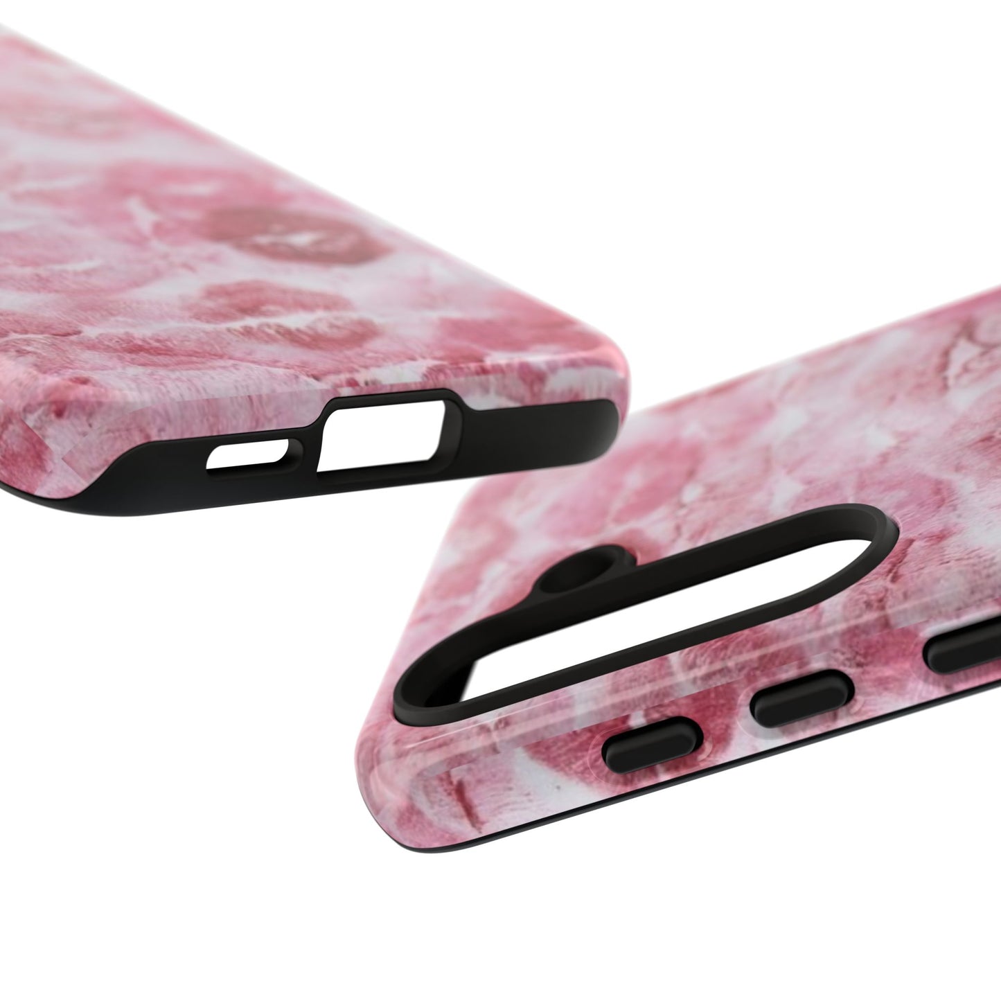 Kiss Print Tough Phone Case — Pink Marble Lip Pattern, Protective iPhone Cover