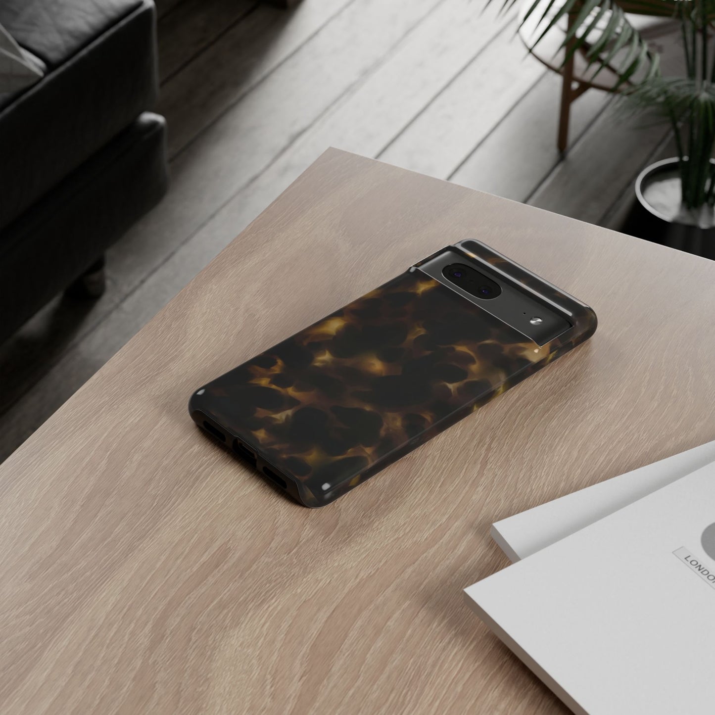 Tortoiseshell Phone Case — Protective Tough Case with Classic Brown Pattern