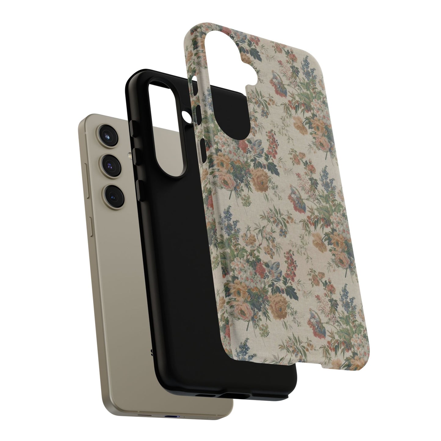 Floral Vintage Tough Phone Case – Antique Rose Pattern