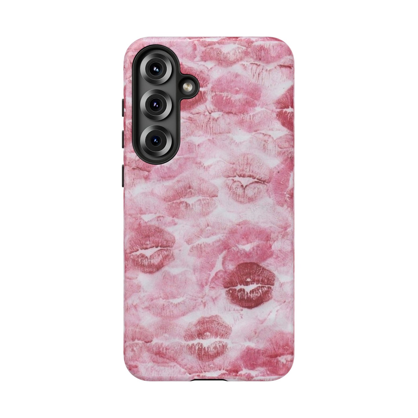 Kiss Print Tough Phone Case — Pink Marble Lip Pattern, Protective iPhone Cover