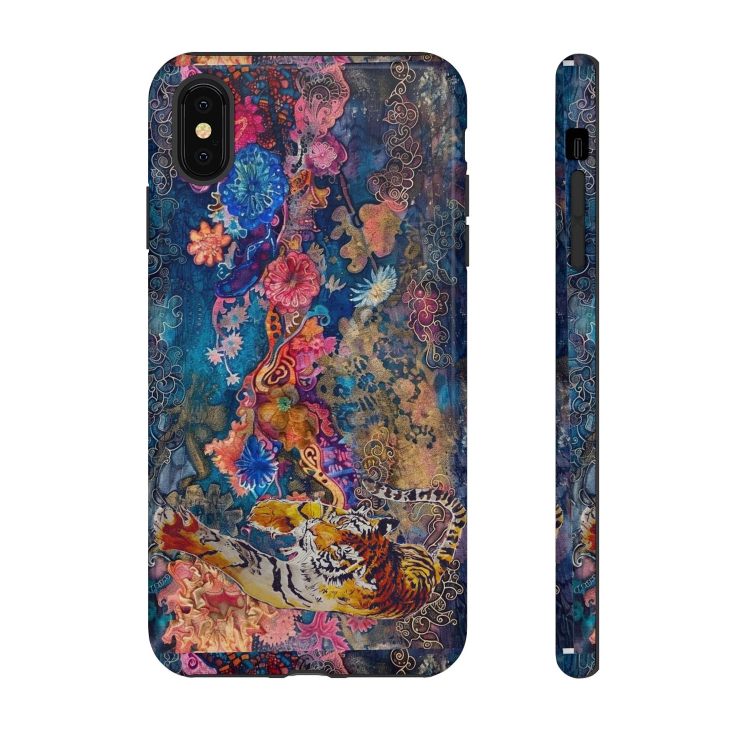 Phone Case - Colorful Floral Tiger Tough Case