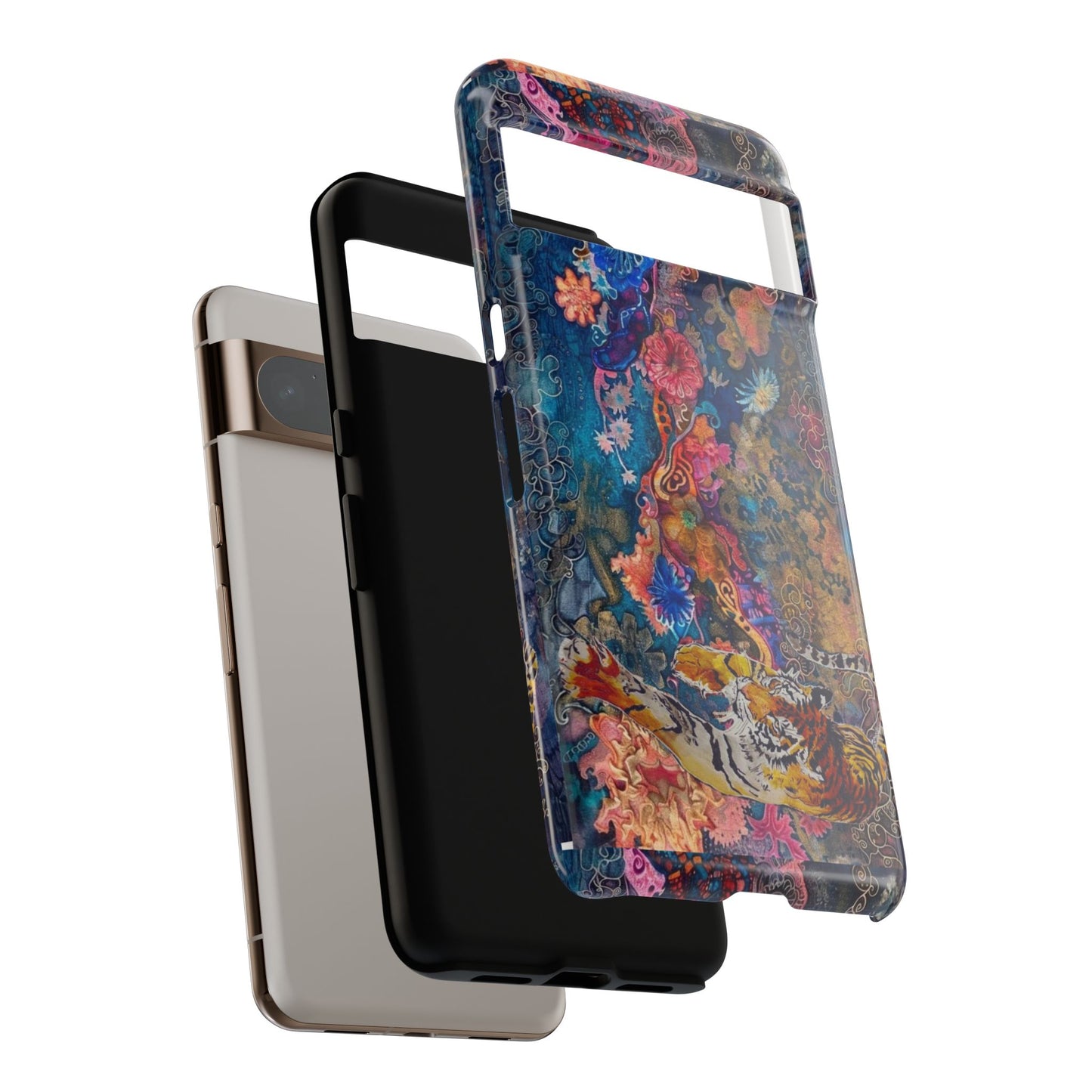 Phone Case - Colorful Floral Tiger Tough Case