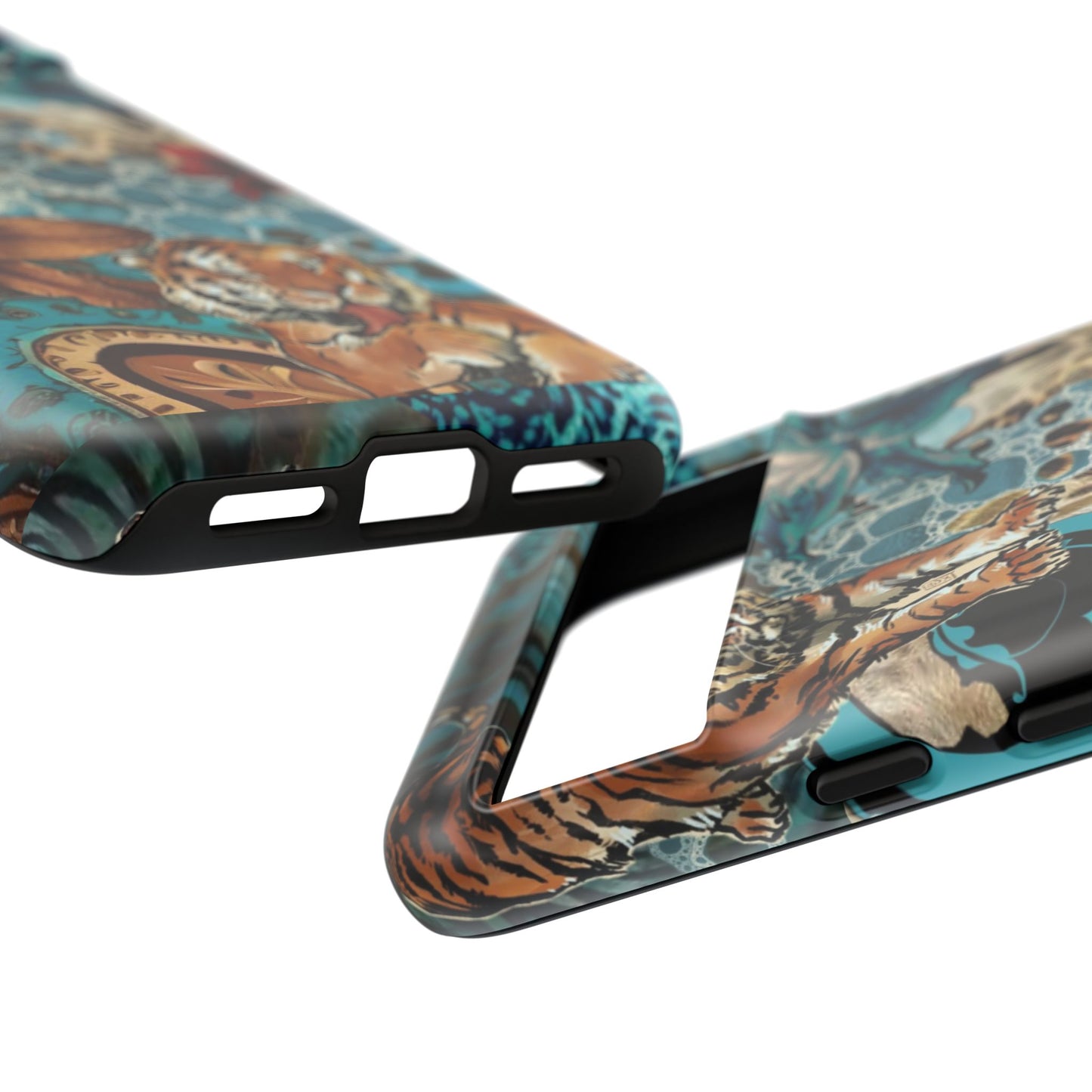 Floral Tiger Phone Case - Teal Safari Protective Cover