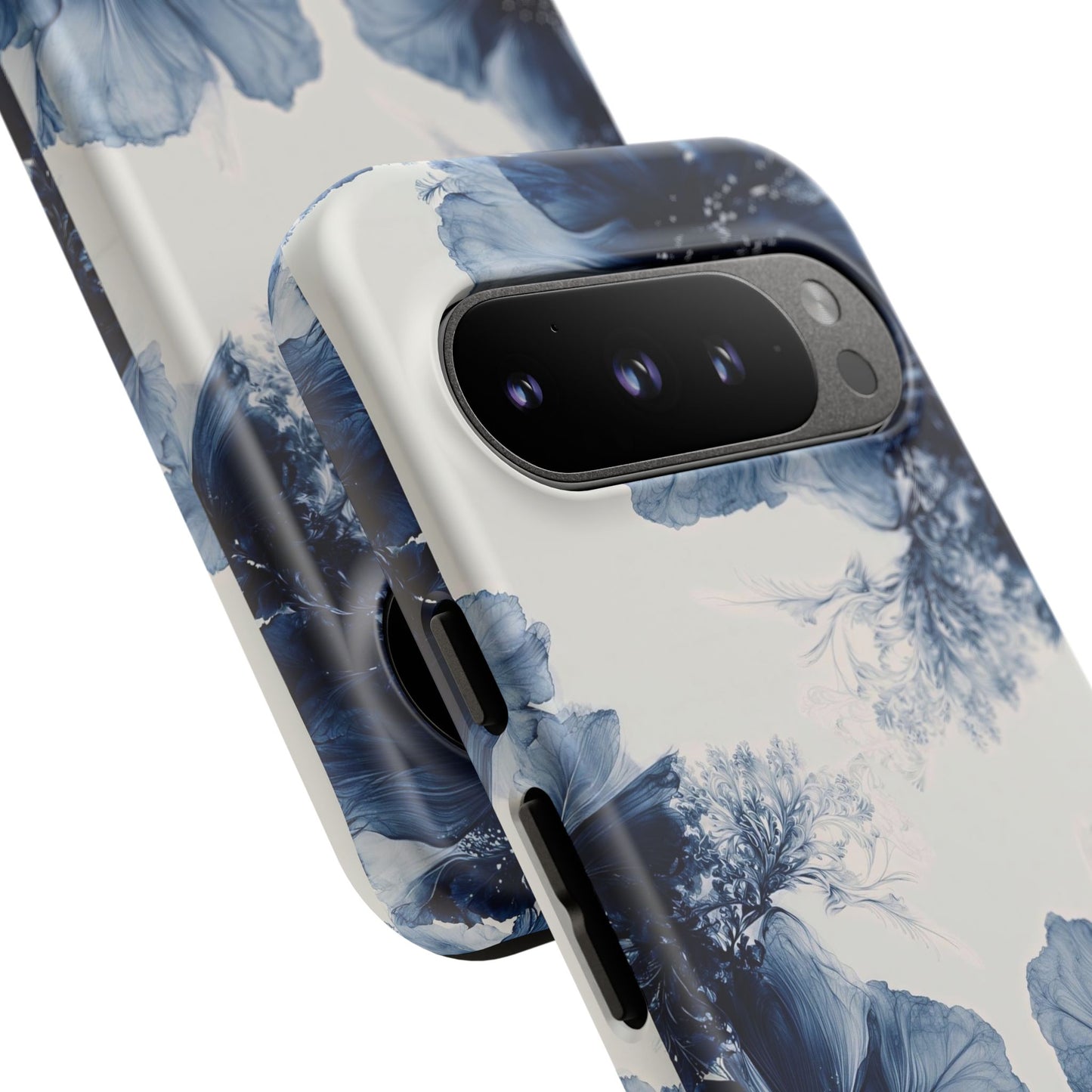 Floral Indigo Tough Phone Case — Blue Botanical Protective Cover