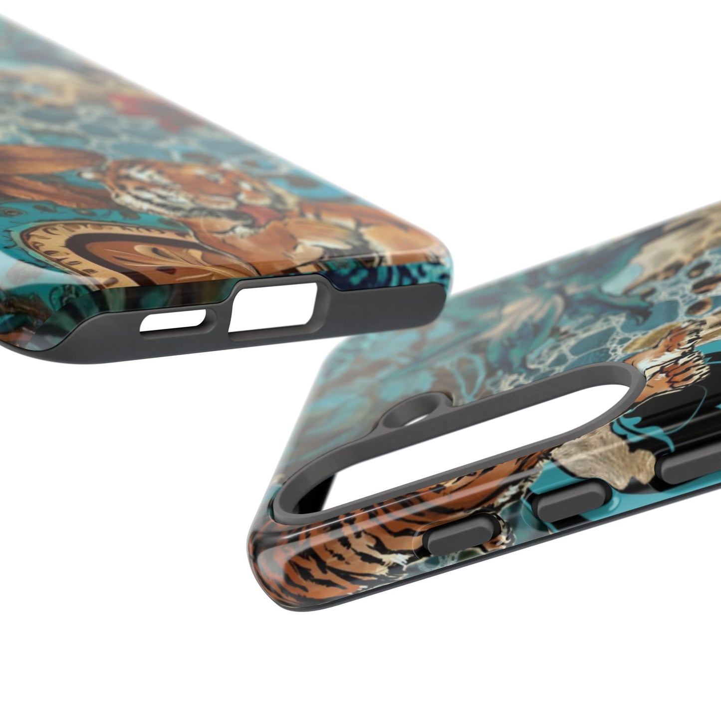 Floral Tiger Phone Case - Teal Safari Protective Cover