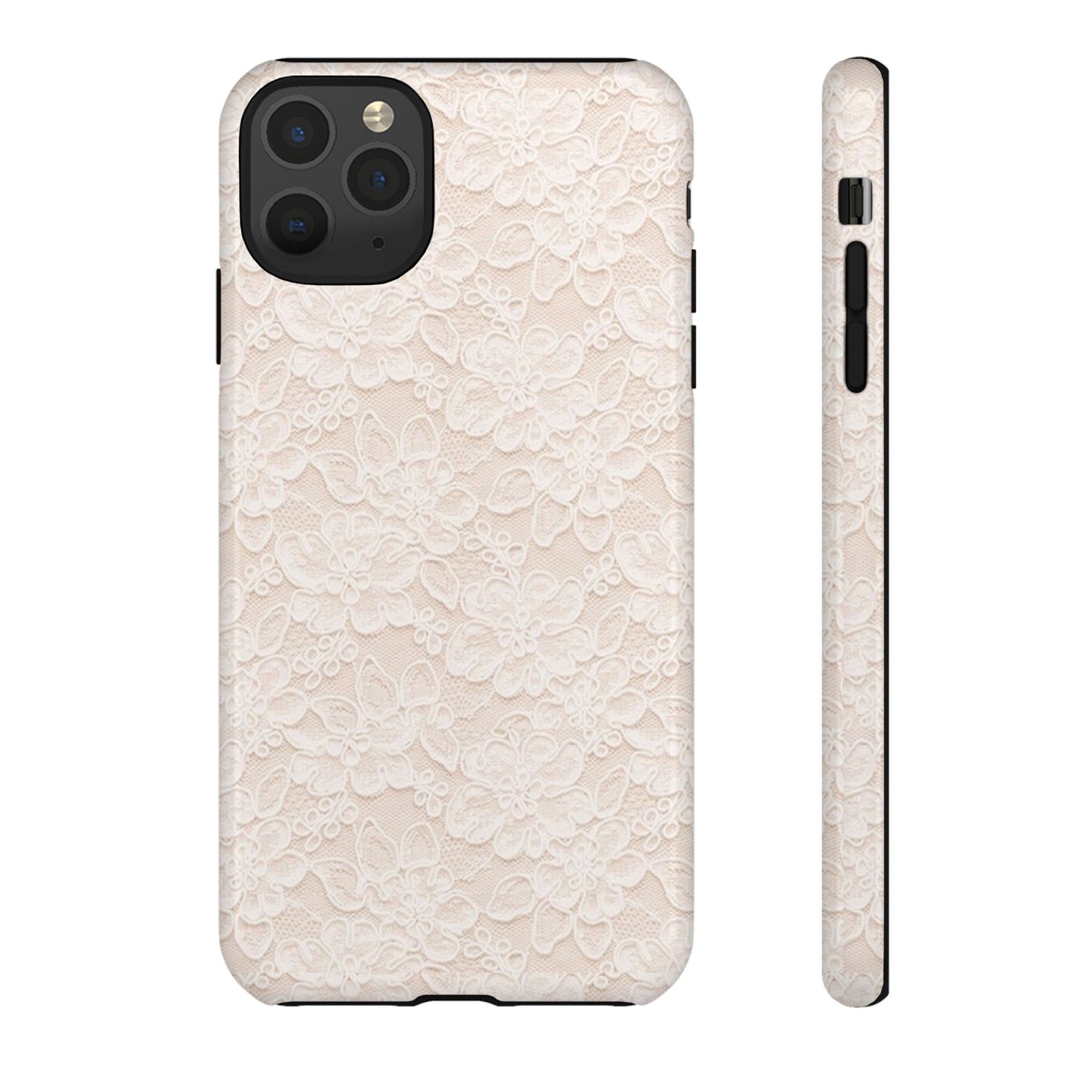 Floral Lace Tough Phone Case – Vintage Ivory Protective Cover