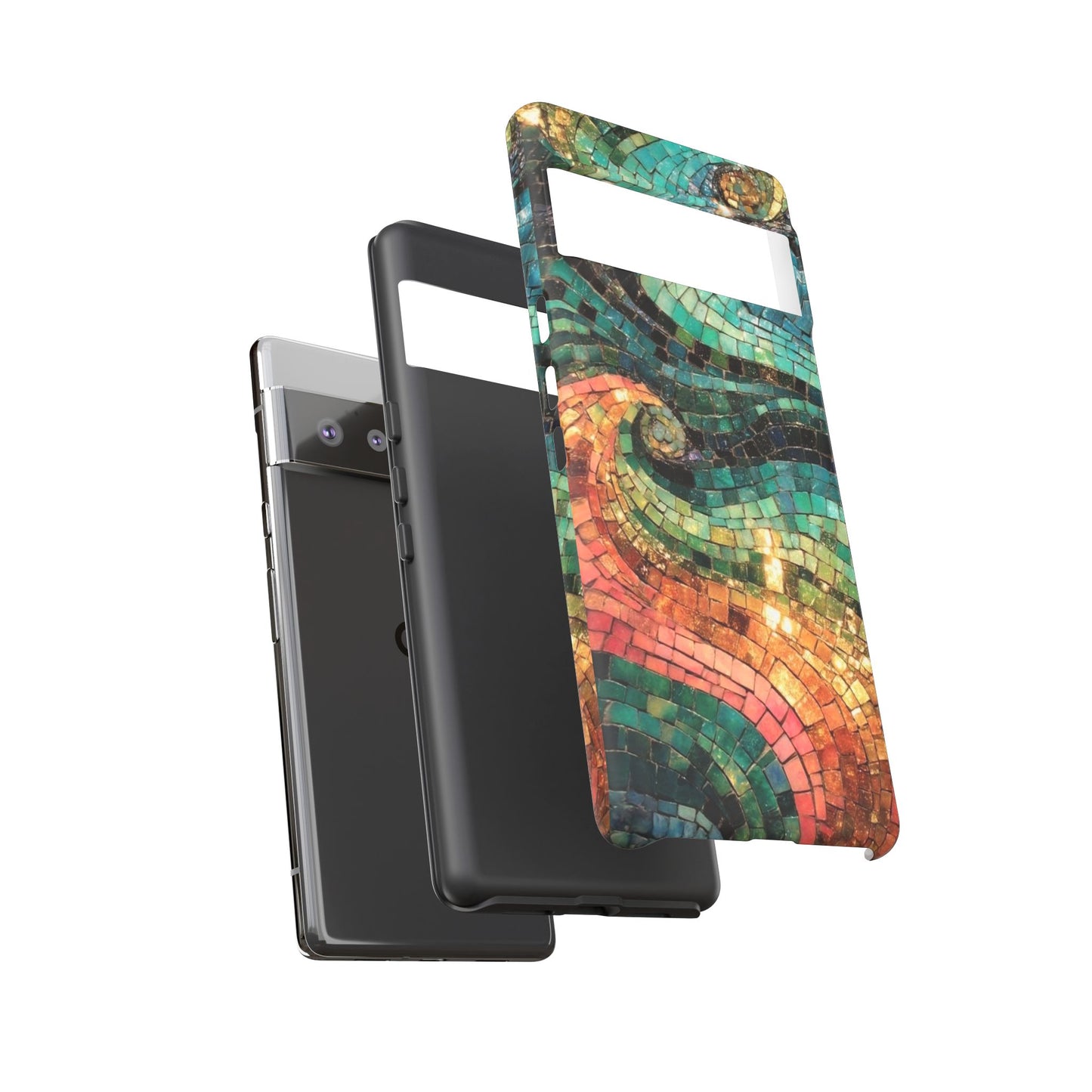 Mosaic Wave Phone Case – Colorful Artistic Tile Design Tough Case