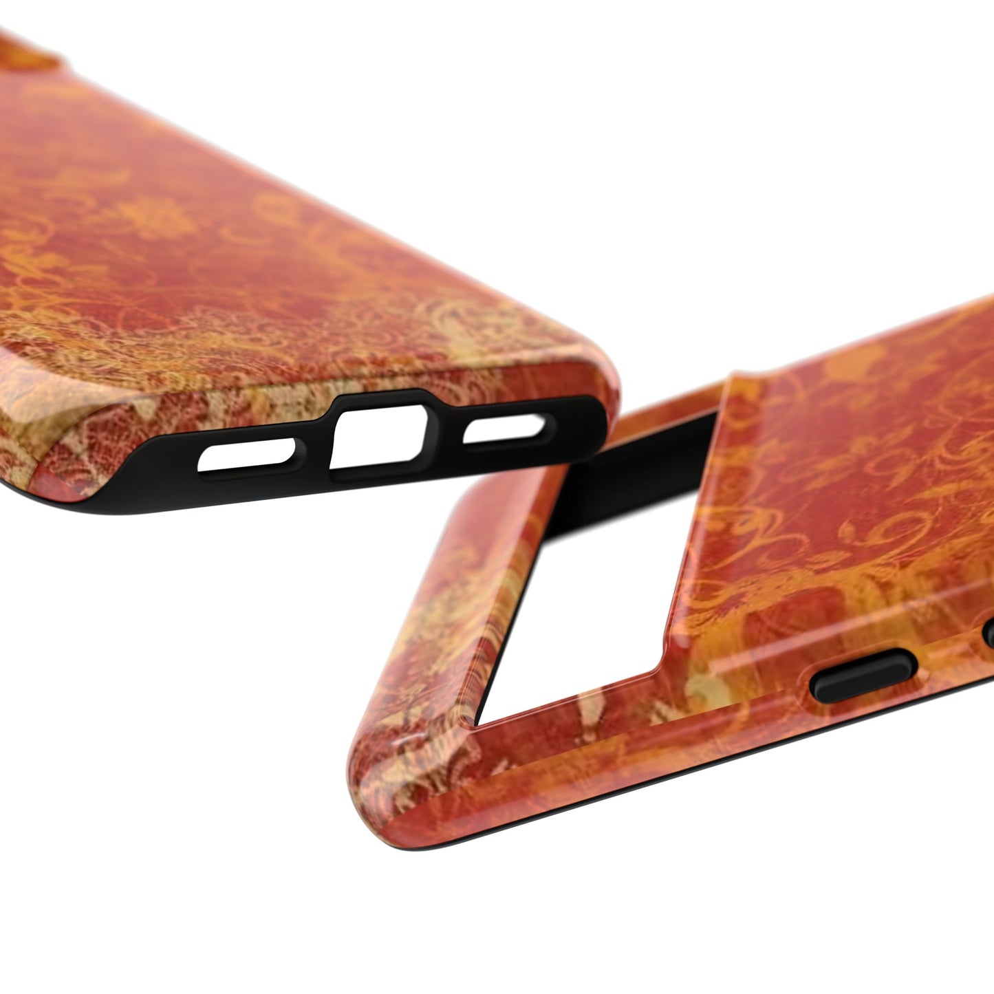 Floral Autumn iPhone Tough Case — Orange Vintage Scroll Design