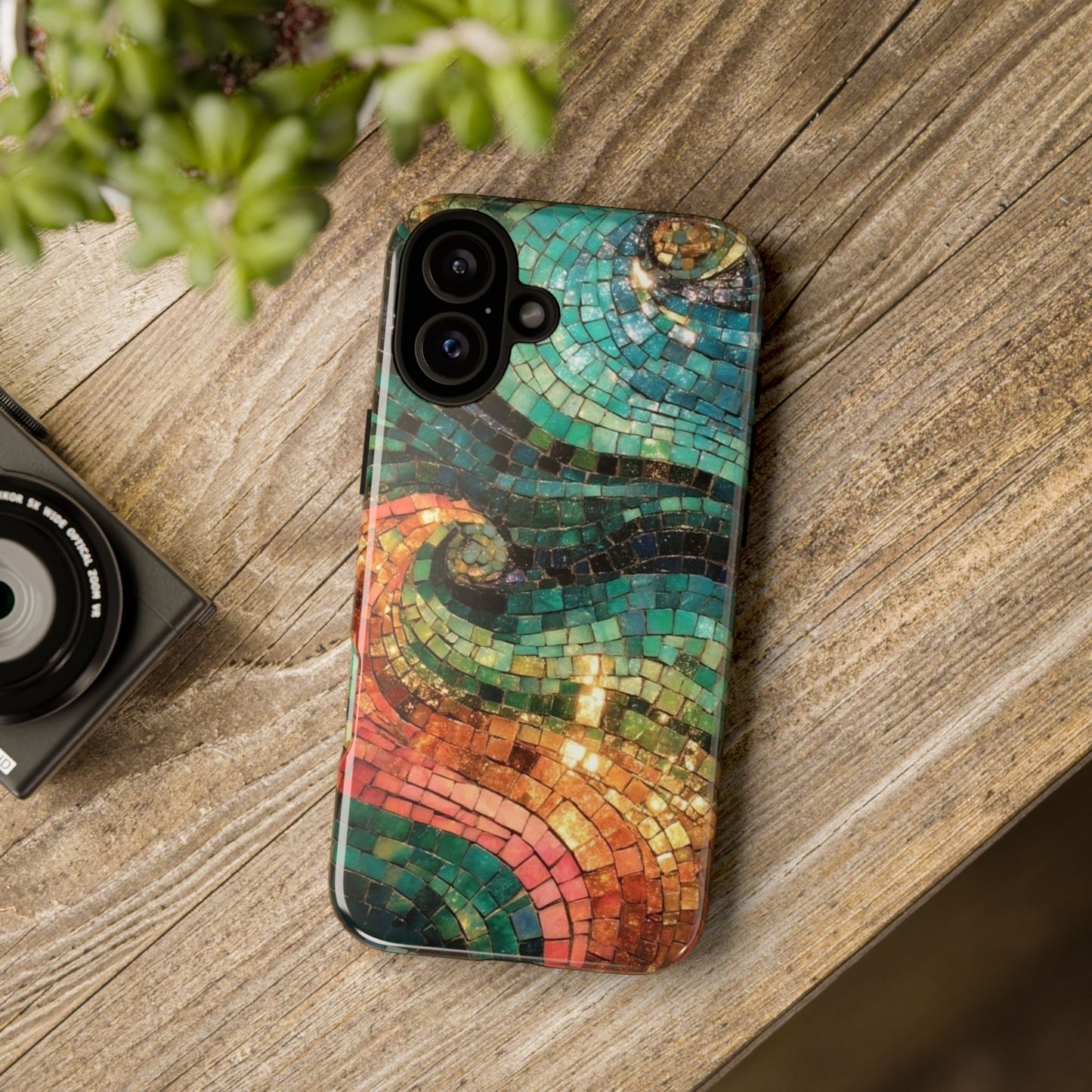 Mosaic Wave Phone Case – Colorful Artistic Tile Design Tough Case