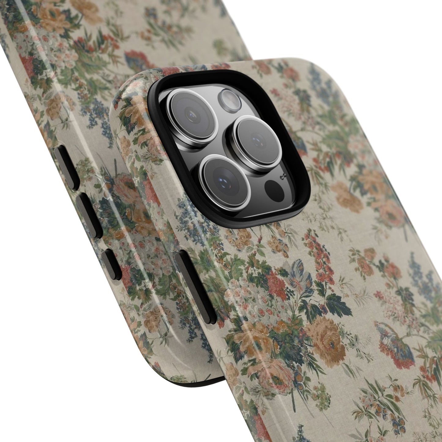 Floral Vintage Tough Phone Case – Antique Rose Pattern