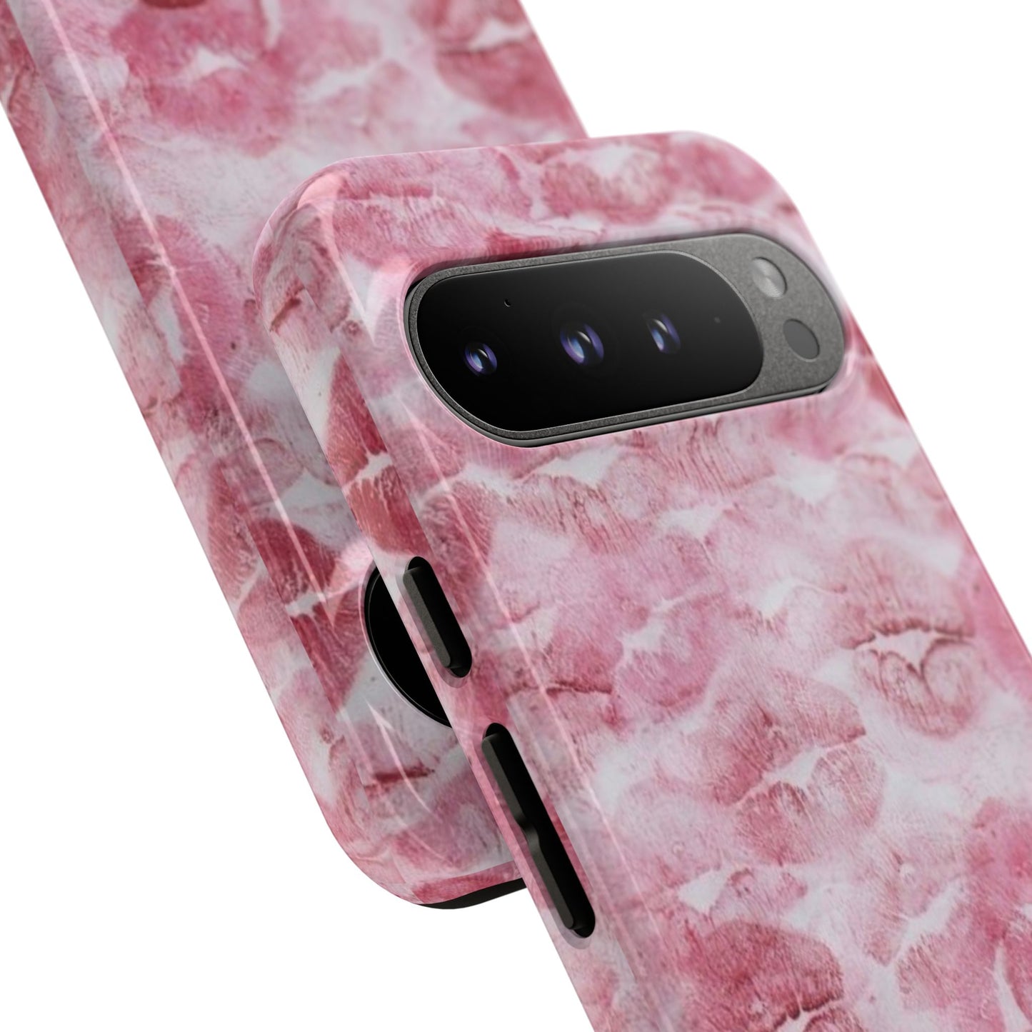Kiss Print Tough Phone Case — Pink Marble Lip Pattern, Protective iPhone Cover