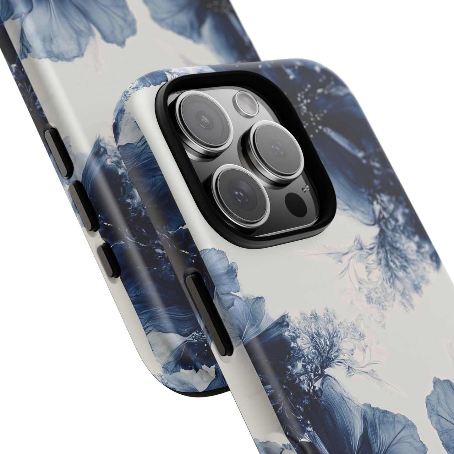 Floral Indigo Tough Phone Case — Blue Botanical Protective Cover