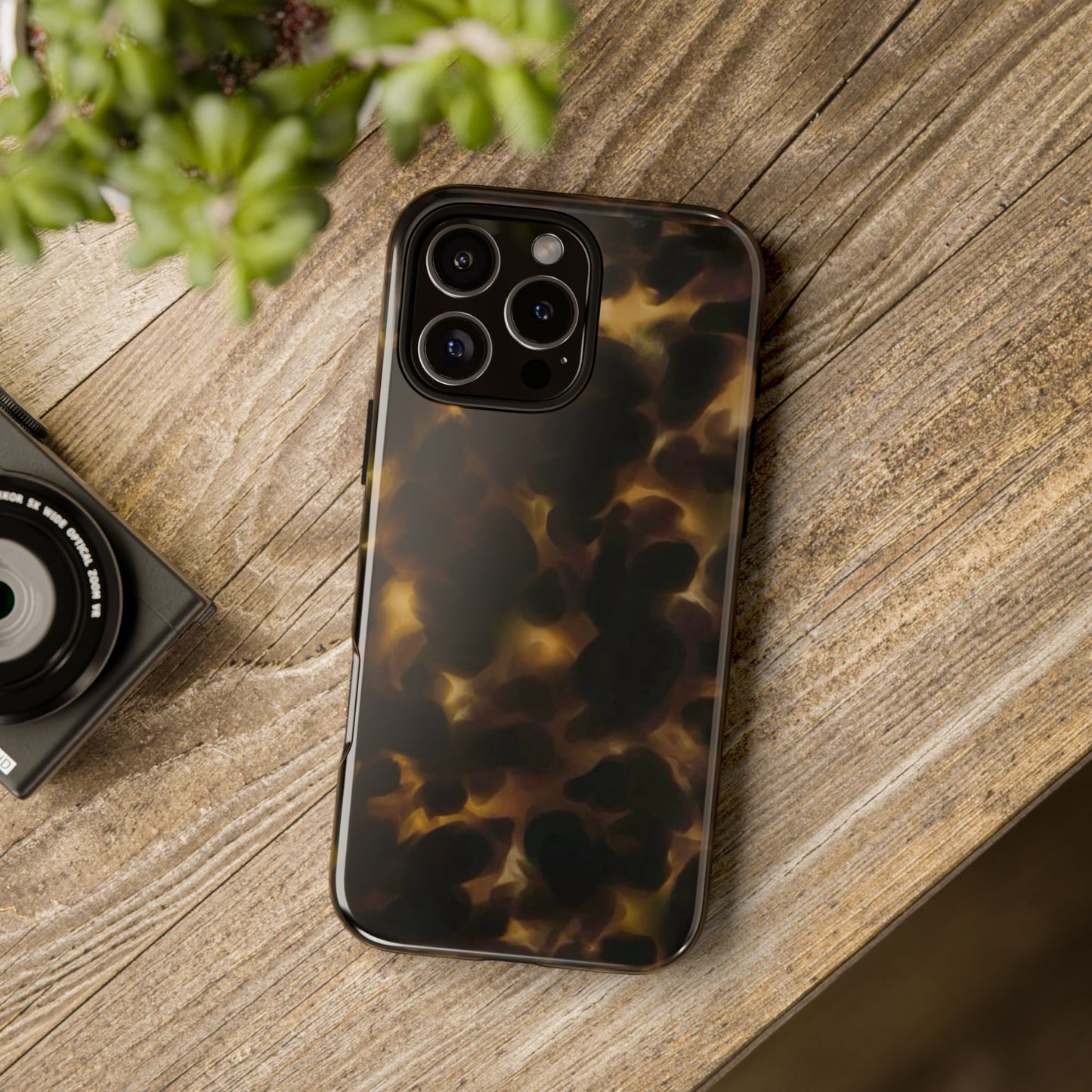 Tortoiseshell Phone Case — Protective Tough Case with Classic Brown Pattern