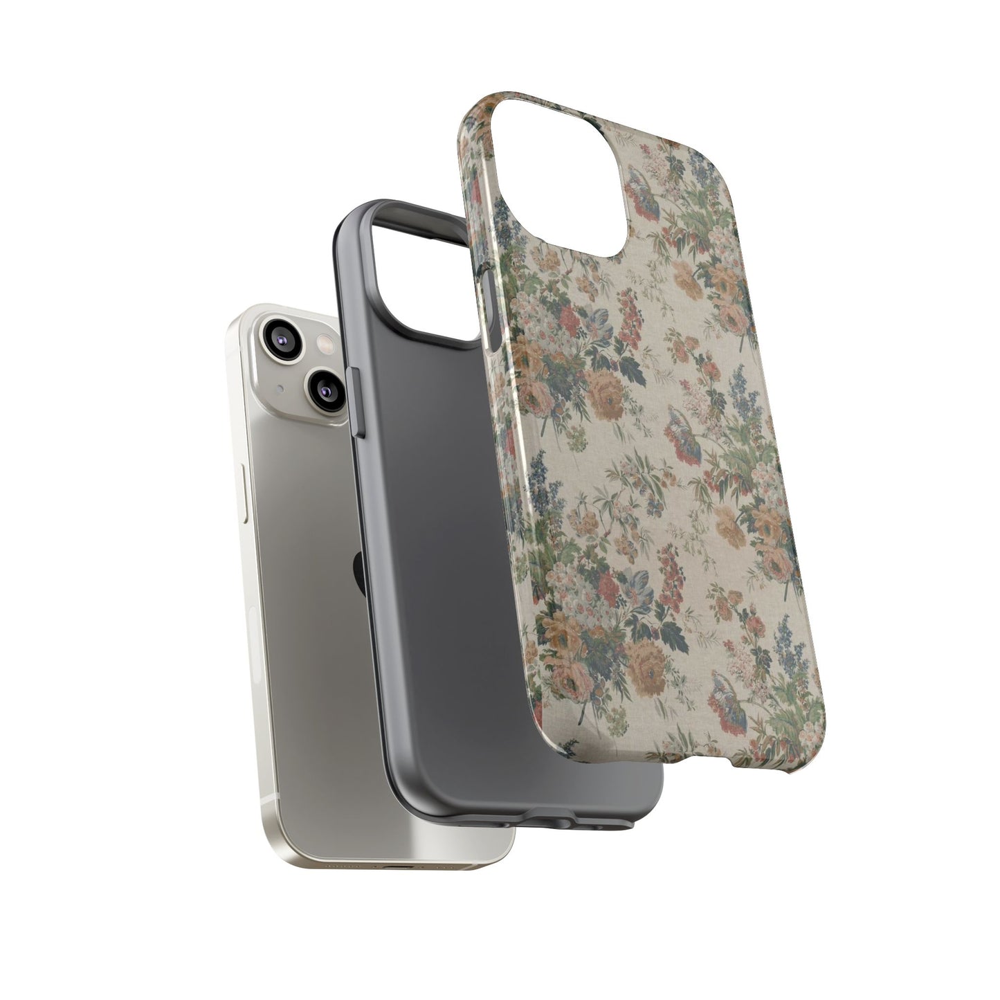 Floral Vintage Tough Phone Case – Antique Rose Pattern