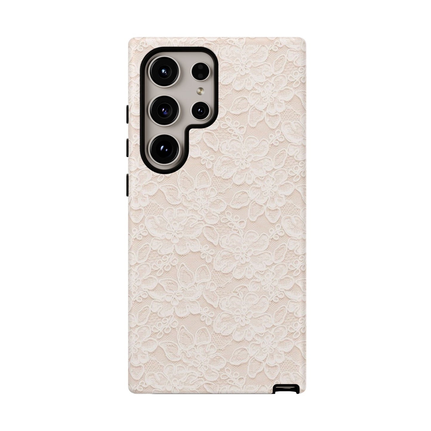 Floral Lace Tough Phone Case – Vintage Ivory Protective Cover