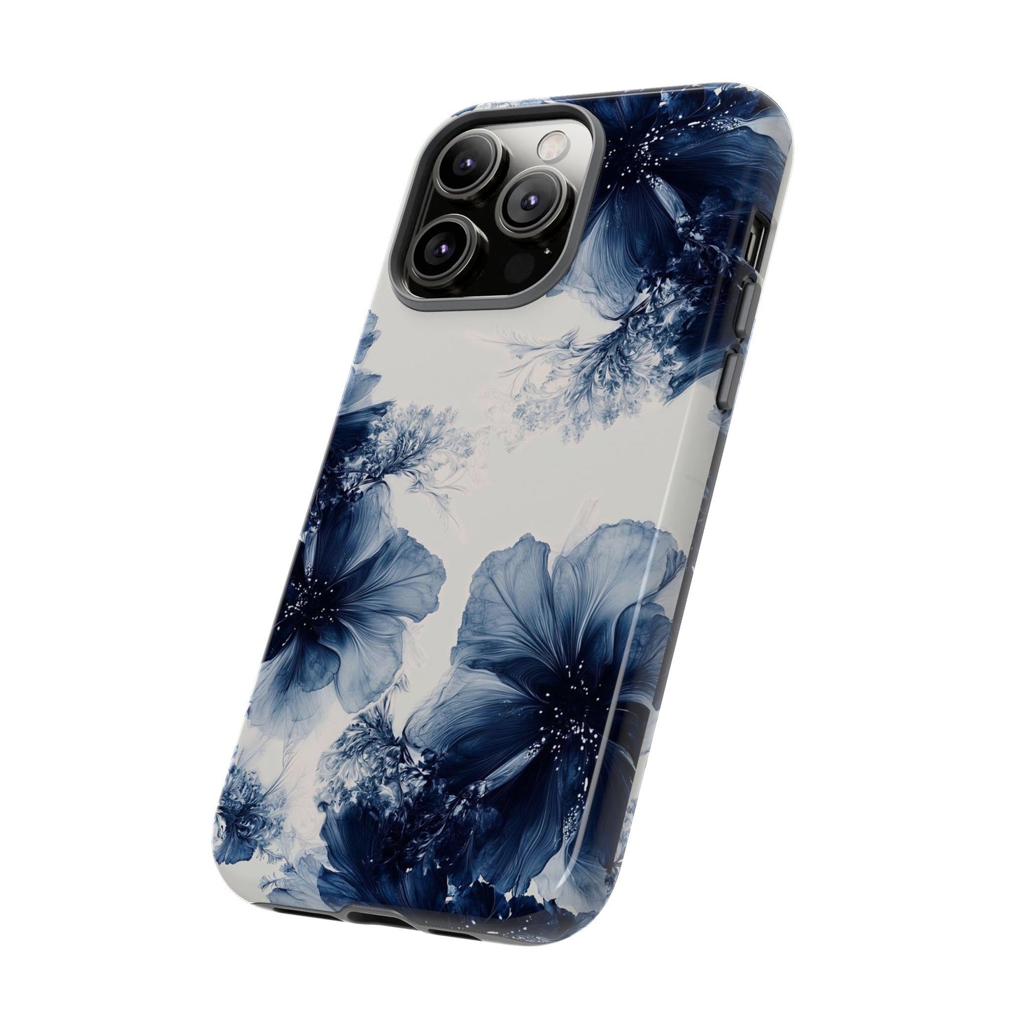 Floral Indigo Tough Phone Case — Blue Botanical Protective Cover
