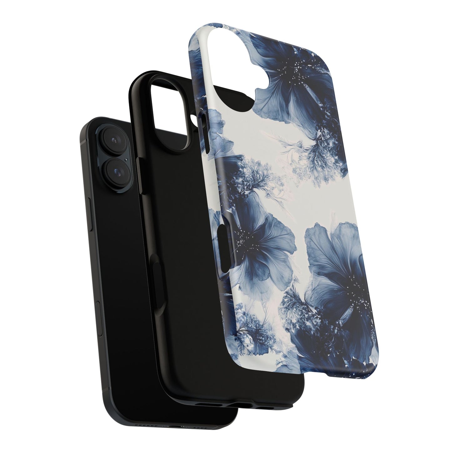 Floral Indigo Tough Phone Case — Blue Botanical Protective Cover