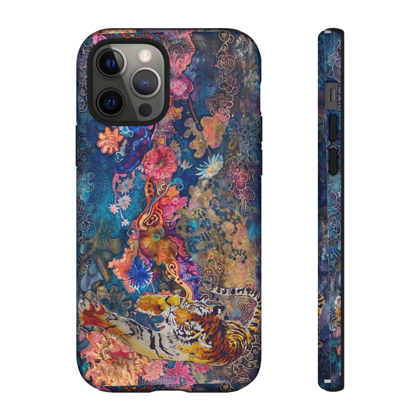 Phone Case - Colorful Floral Tiger Tough Case