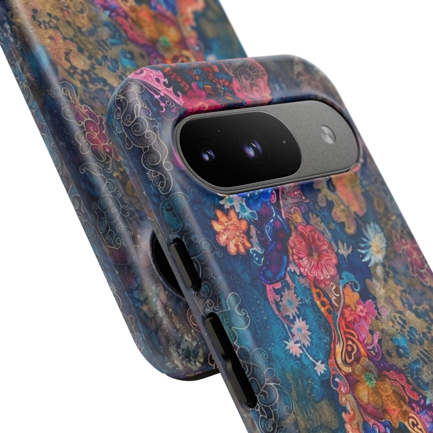 Phone Case - Colorful Floral Tiger Tough Case