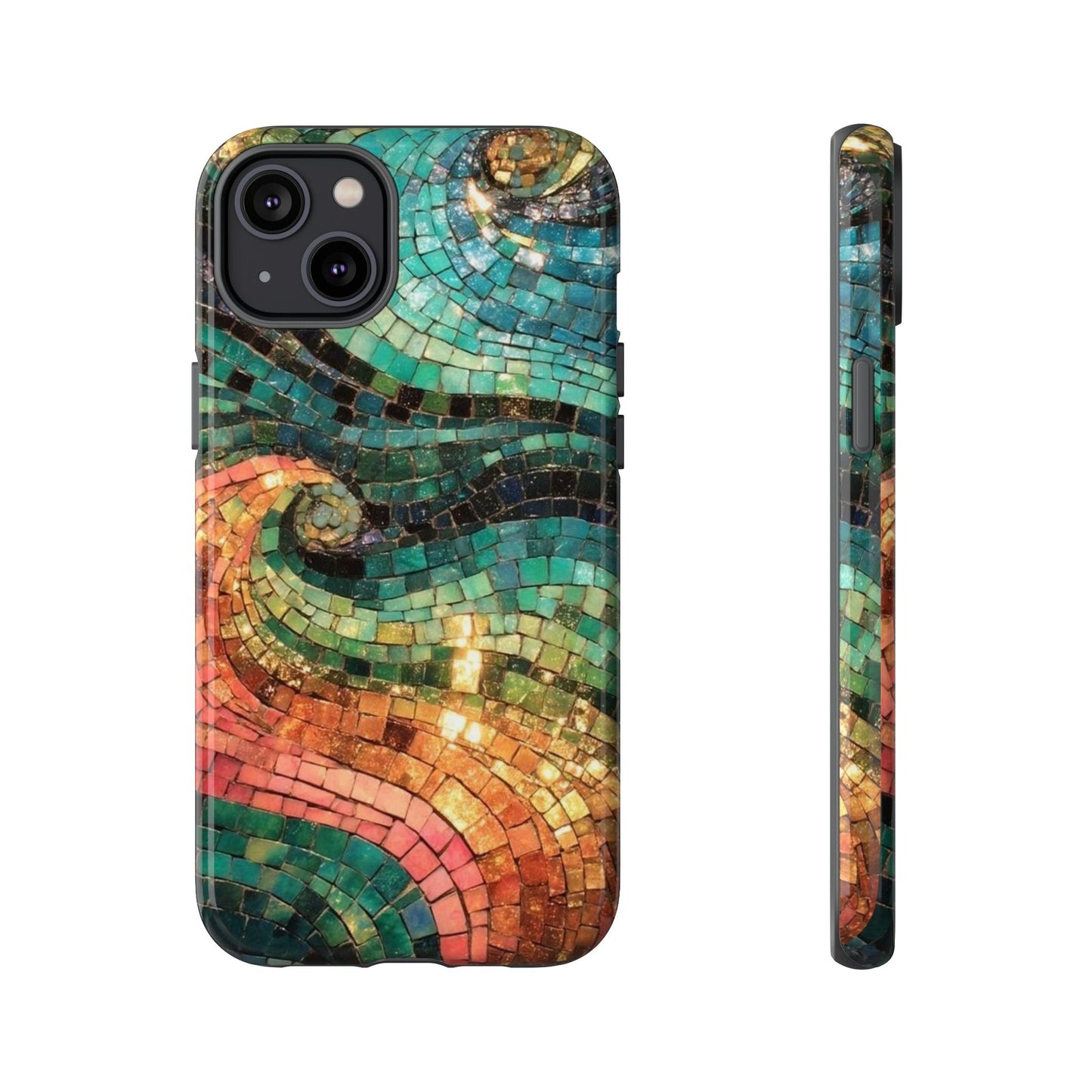 Mosaic Wave Phone Case – Colorful Artistic Tile Design Tough Case