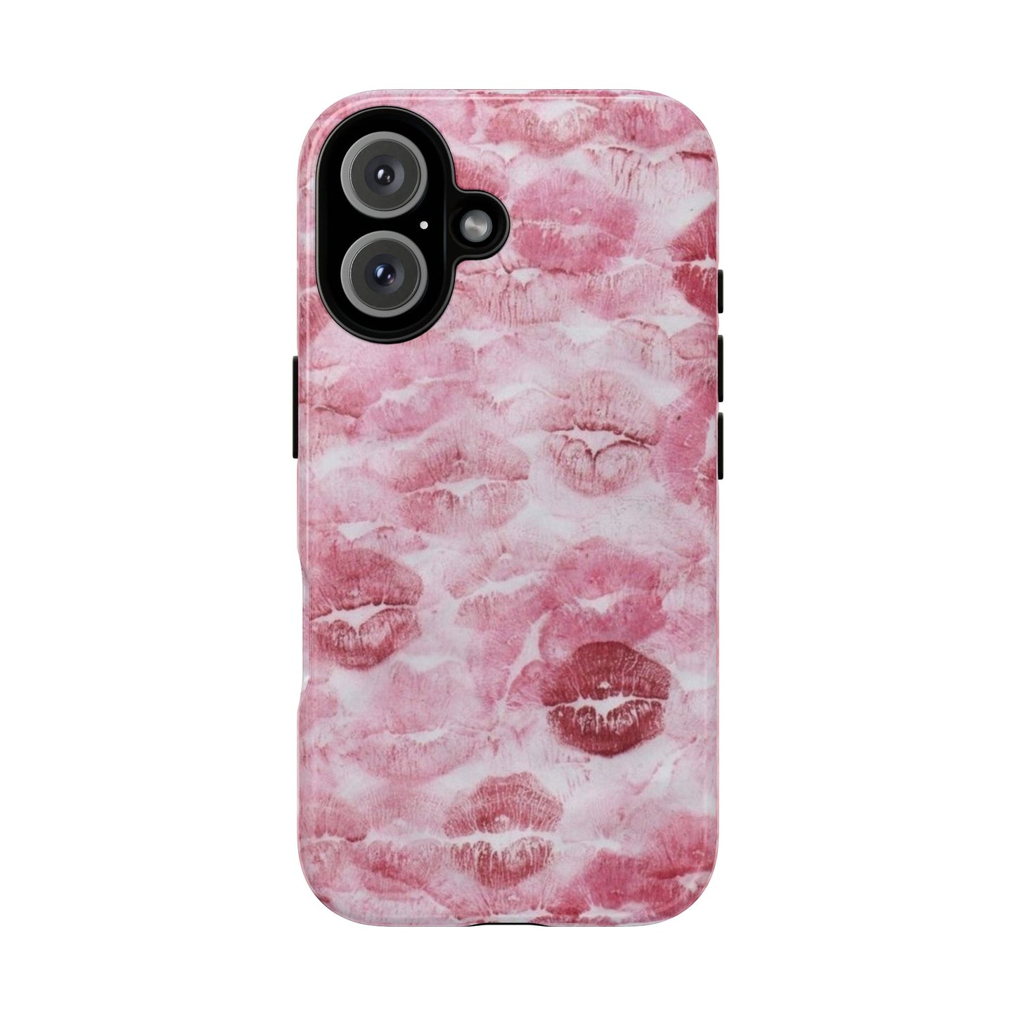 Kiss Print Tough Phone Case — Pink Marble Lip Pattern, Protective iPhone Cover