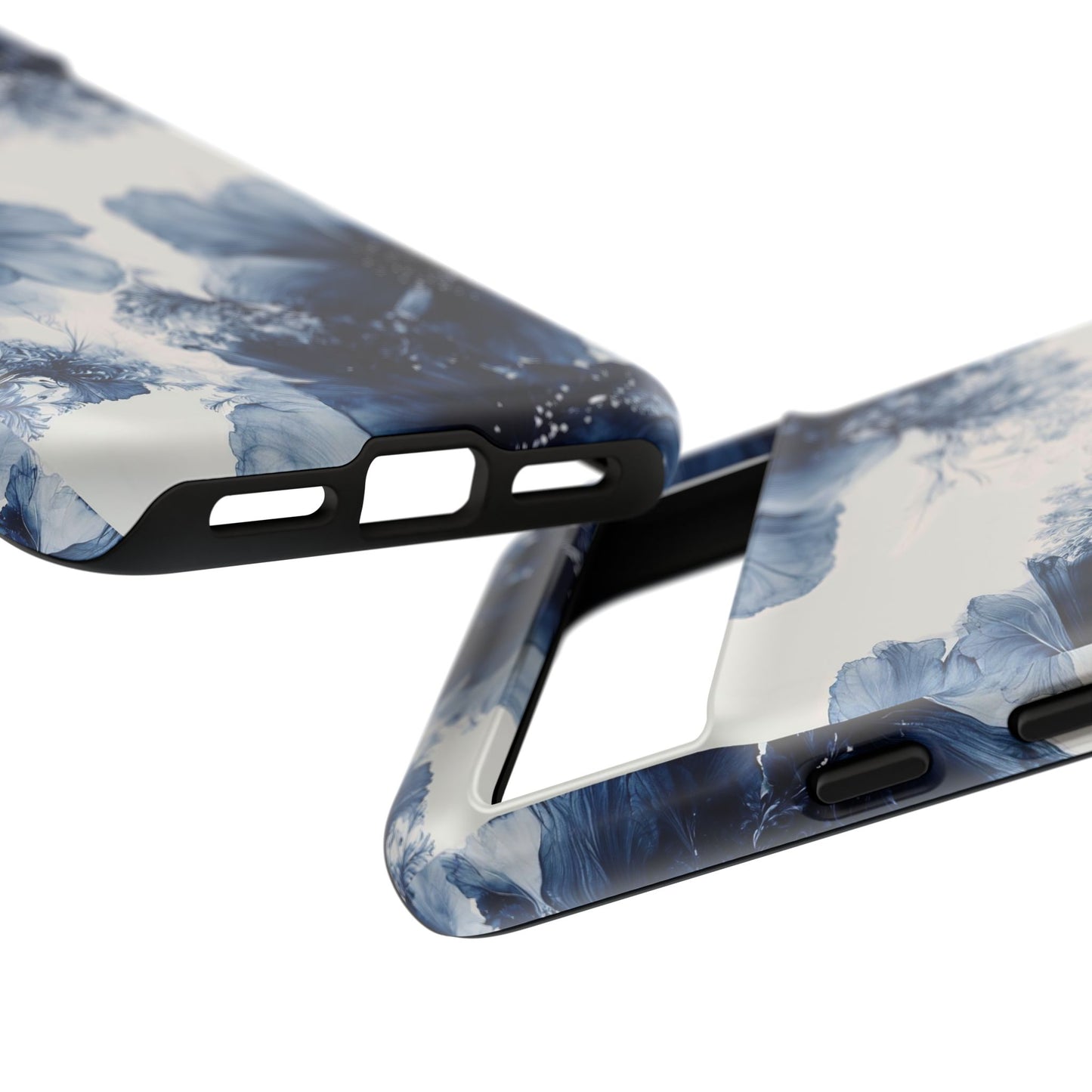 Floral Indigo Tough Phone Case — Blue Botanical Protective Cover