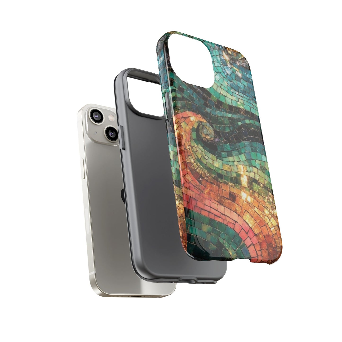 Mosaic Wave Phone Case – Colorful Artistic Tile Design Tough Case