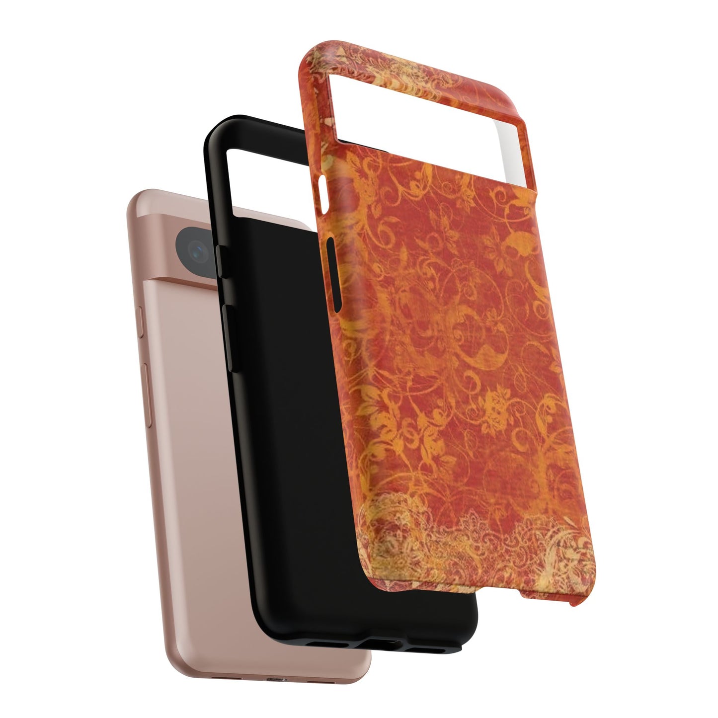 Floral Autumn iPhone Tough Case — Orange Vintage Scroll Design