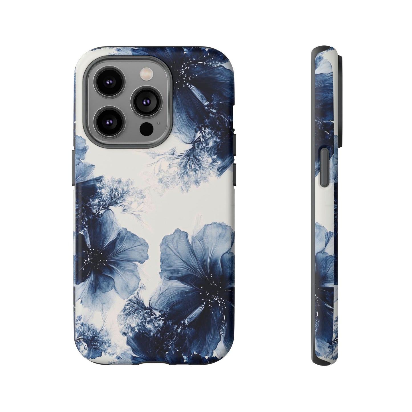 Floral Indigo Tough Phone Case — Blue Botanical Protective Cover