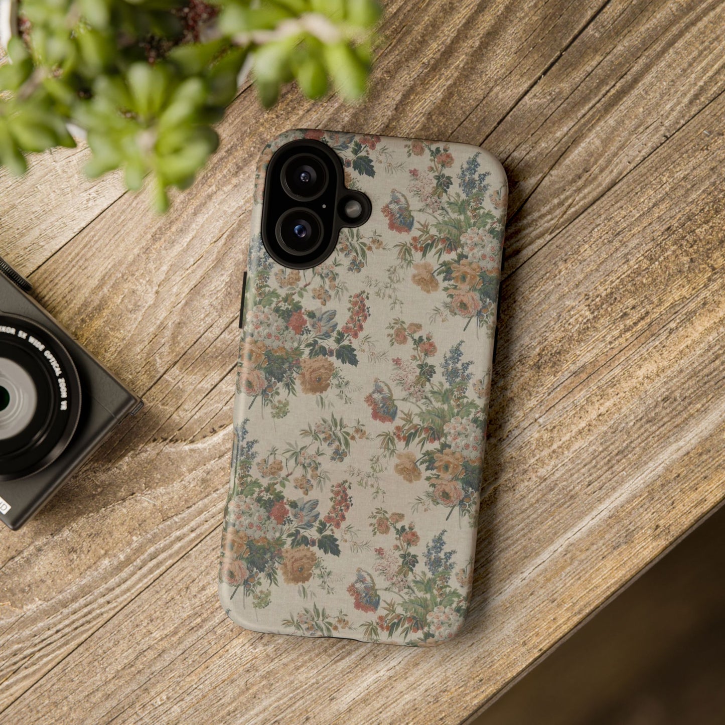 Floral Vintage Tough Phone Case – Antique Rose Pattern