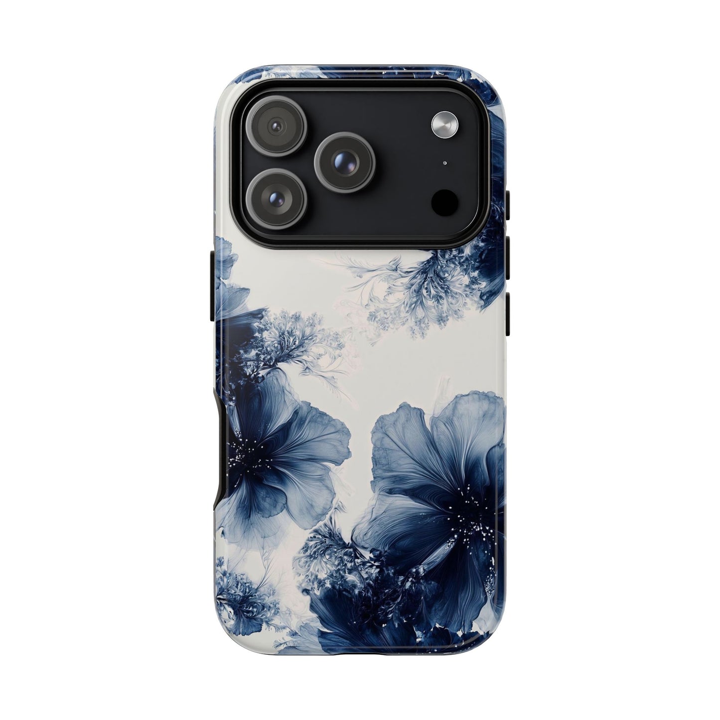 Floral Indigo Tough Phone Case — Blue Botanical Protective Cover