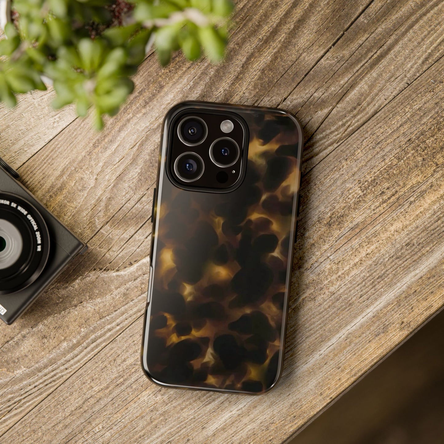 Tortoiseshell Phone Case — Protective Tough Case with Classic Brown Pattern