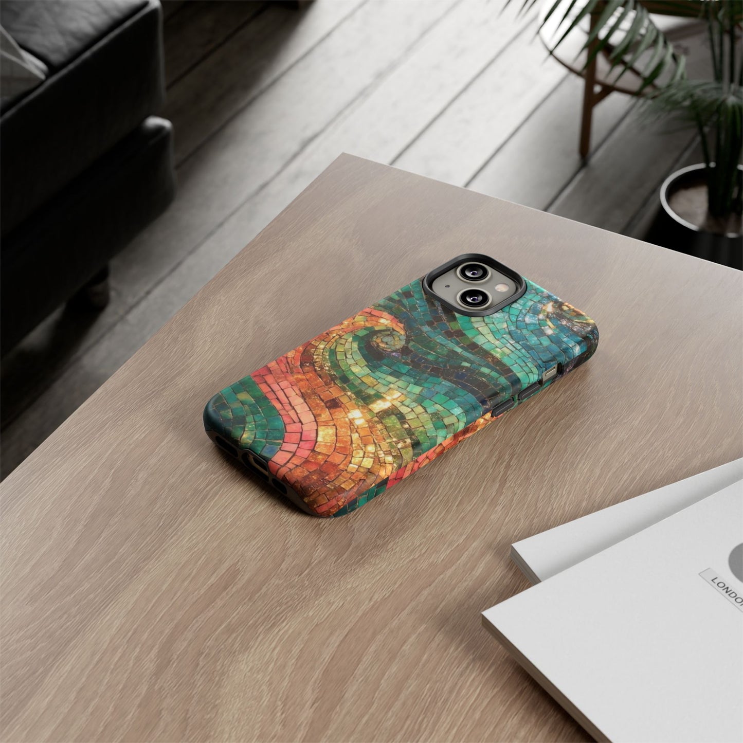 Mosaic Wave Phone Case – Colorful Artistic Tile Design Tough Case