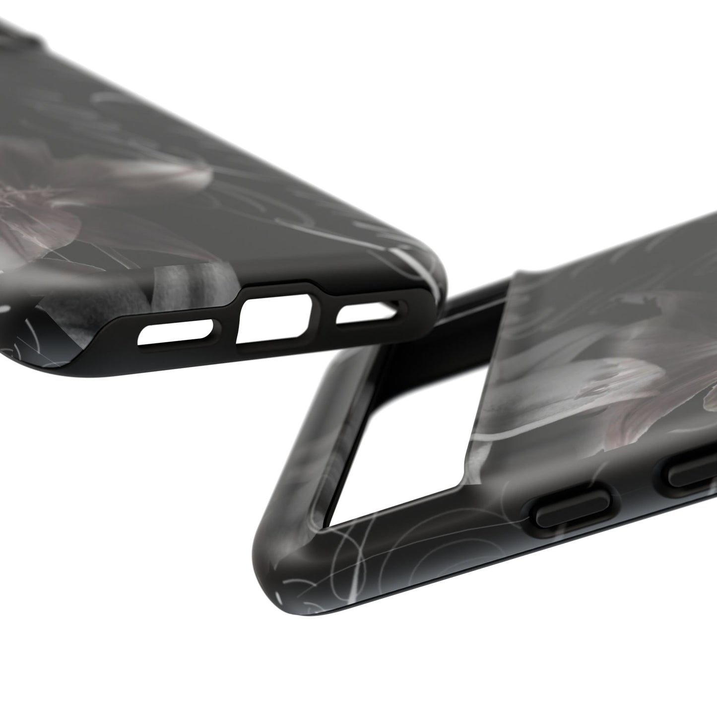 Floral Script Tough Phone Case – Black Lily Protective Cover