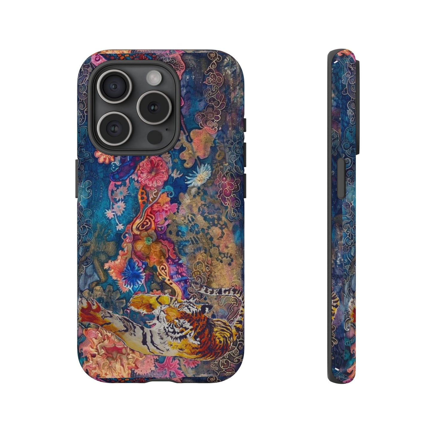 Phone Case - Colorful Floral Tiger Tough Case