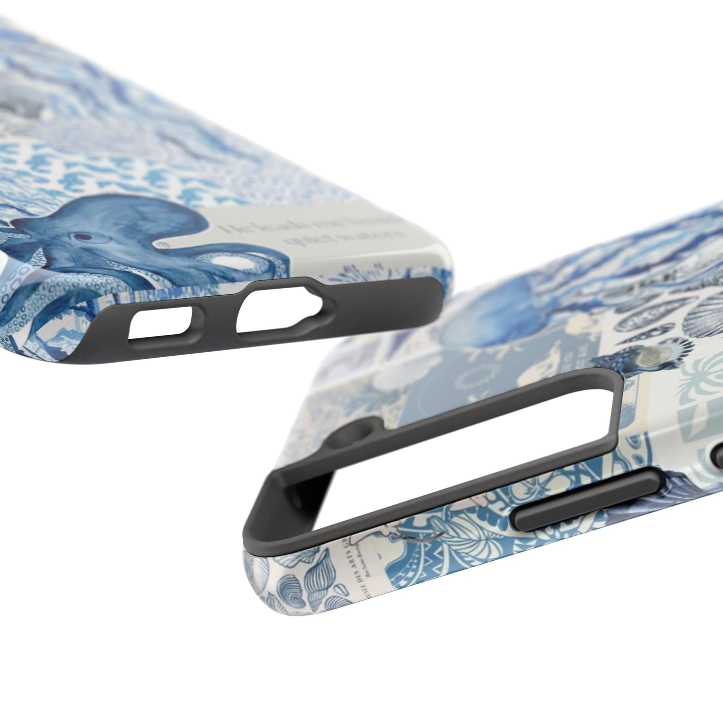 Sea Collage Tough Phone Case — Blue Jellyfish & Shells Coastal Design